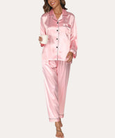 Pink Silk Pajamas Set for Women Home Clothes