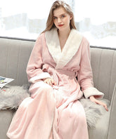 Classic Fluffy Dressing Gown Unisex Winter Bathrobe