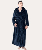 Men's Fleece Plush Robe with Collar Shawl