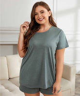 Green Plus Size Robes House Wear Set for Women