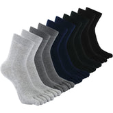 Hellomamma Mens Toe Socks Cotton Athletic Running Five Finger Crew Socks, 5 Pairs
