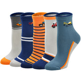 Cute Tractor Socks for Kids - 5 Pairs