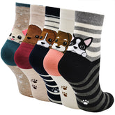 Cute Dog Crew Socks For Women - 5 Pairs