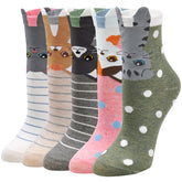 Cute Cat Socks for Women - 5 Pairs
