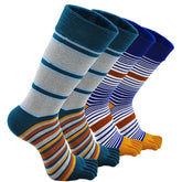 Blue Stripes Executive Toe Socks for Men - 4 Pairs