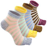 5 Finger Stripes Toe Socks for Women-4 Pairs