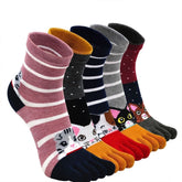 Cute Cat Crew Socks for Women - 5 Pairs