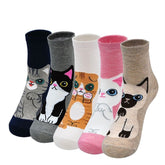 Cat Kittens Crew Socks for Women - 5 Pairs