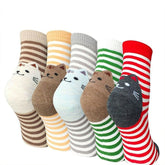 Stripes & Cat Toe Socks for Women - 5 Pairs