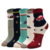 Cute Car Crew Socks for Kids - 5 Pairs