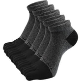 Hellomamma Men's Five Toe Socks Cotton Athletic Low-Cut No-Show Socks for Running 5 Pairs