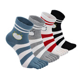 Cute 5 Finger Crew Socks for Women - 4 Pairs