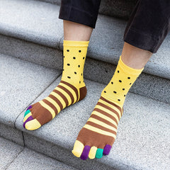 Vibrant Striped Crew Socks for Men - 5 Pairs