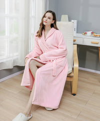 Long Bath Robe Womens Plush Soft Fleece Pajamas Sleepwear