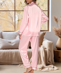 Pink Silk Pajamas Set for Women Home Clothes