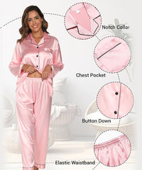 Pink Silk Pajamas Set for Women Home Clothes