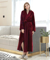 Long Bath Robe Womens Plush Soft Fleece Pajamas Sleepwear