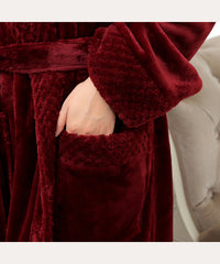 Long Bath Robe Womens Plush Soft Fleece Pajamas Sleepwear