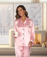 Pink Silk Pajamas Set for Women Home Clothes