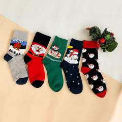 Christmas Crew Socks for Women - 5 Pairs