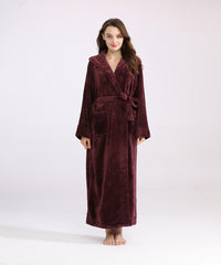 Women's Long Bathrobe Fleece Luxurious Flannel Pajamas