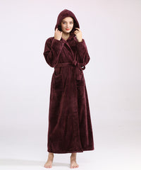 Women's Long Bathrobe Fleece Luxurious Flannel Pajamas