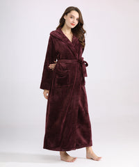 Women's Long Bathrobe Fleece Luxurious Flannel Pajamas