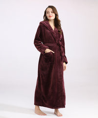 Women's Long Bathrobe Fleece Luxurious Flannel Pajamas