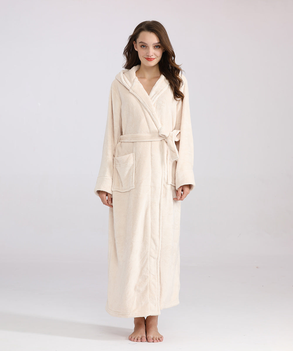 Women's Long Bathrobe Fleece Luxurious Flannel Pajamas