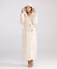 Women's Long Bathrobe Fleece Luxurious Flannel Pajamas