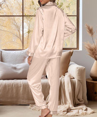 Beige Silk Pajamas Sets for Women Home Clothes