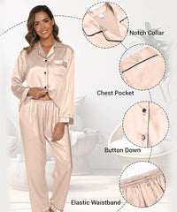 Beige Silk Pajamas Sets for Women Home Clothes