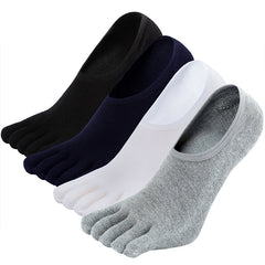 Plain Black Non-show Toe Socks - 4 Pairs