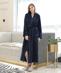 Long Bath Robe Womens Plush Soft Fleece Pajamas Sleepwear