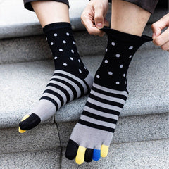 Vibrant Striped Crew Socks for Men - 5 Pairs