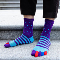 Vibrant Striped Crew Socks for Men - 5 Pairs