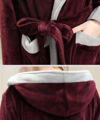 Soft Long Bathrobe for Women with Hood & Wide Shawl Collar