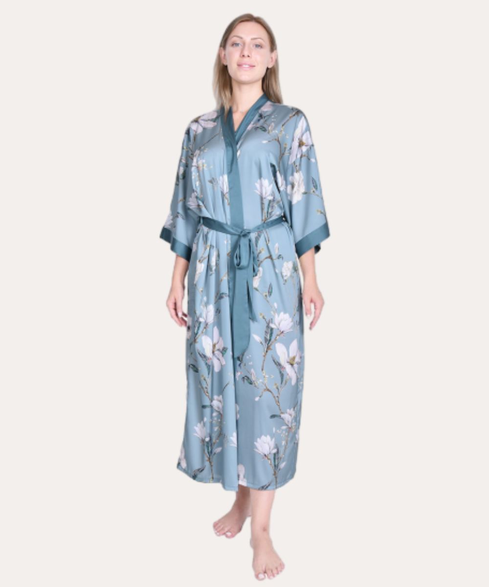 Light Color Robe Light Blue Nightgown Pajama Dress Flower Robes – HELLOMAMMA