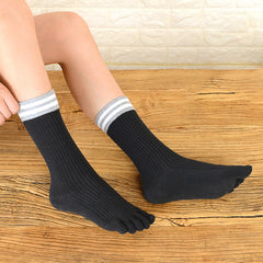 Classic Design 5 Finger Crew Socks for Women - 4 Pairs