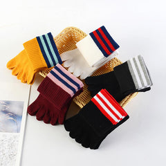 Classic Design 5 Finger Crew Socks for Women - 4 Pairs