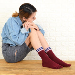 Classic Design 5 Finger Crew Socks for Women - 4 Pairs