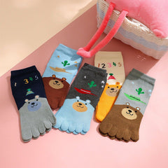 5 Finger Cute Bear Socks for Kids - 5 Pairs