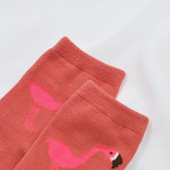 Cute Flamingo Socks For Girls - 5 Pairs