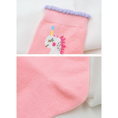 Unicorn Pink Socks for Girls - 5 Pairs