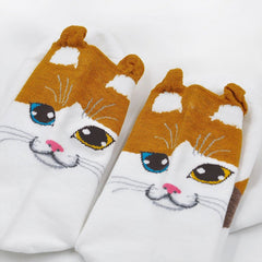 Cat Face Crew Socks for Women - 5 Pairs