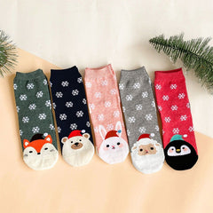 Cute Animal Christmas Socks for Women - 5 Pairs