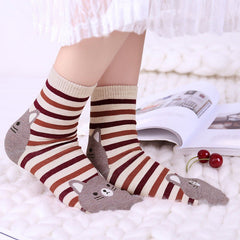 Animal & Stripes Crew Socks for Women - 5 Pairs