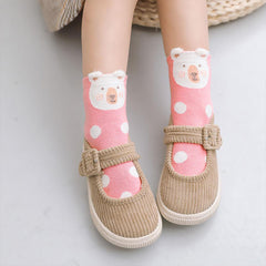 Cute Animal Pink Socks for Girls - 5 Pairs