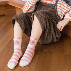 Cute Animal Pink Socks for Girls - 5 Pairs