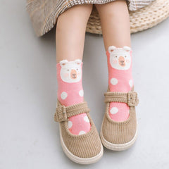 Cute Animal Pink Socks for Girls - 5 Pairs